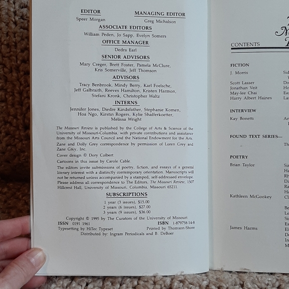 SOLD The Missouri Review Vol 18, No.2 - Picture 3 of 5